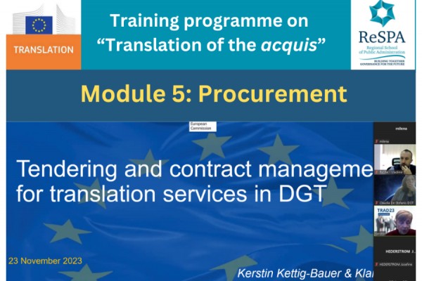 Training programme on “Translation of the acquis”: Module 5 shed light on Procurement 